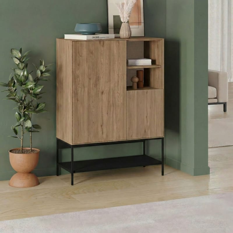 Kenvor Skjenk 90x125x40 cm - Naturlig eik Tre svart Svart - Oppbevaring - Oppbevaringsmøbler - Sideboard & skjenk