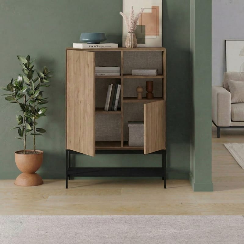 Kenvor Skjenk 90x125x40 cm - Naturlig eik Tre svart Svart - Oppbevaring - Oppbevaringsmøbler - Sideboard & skjenk
