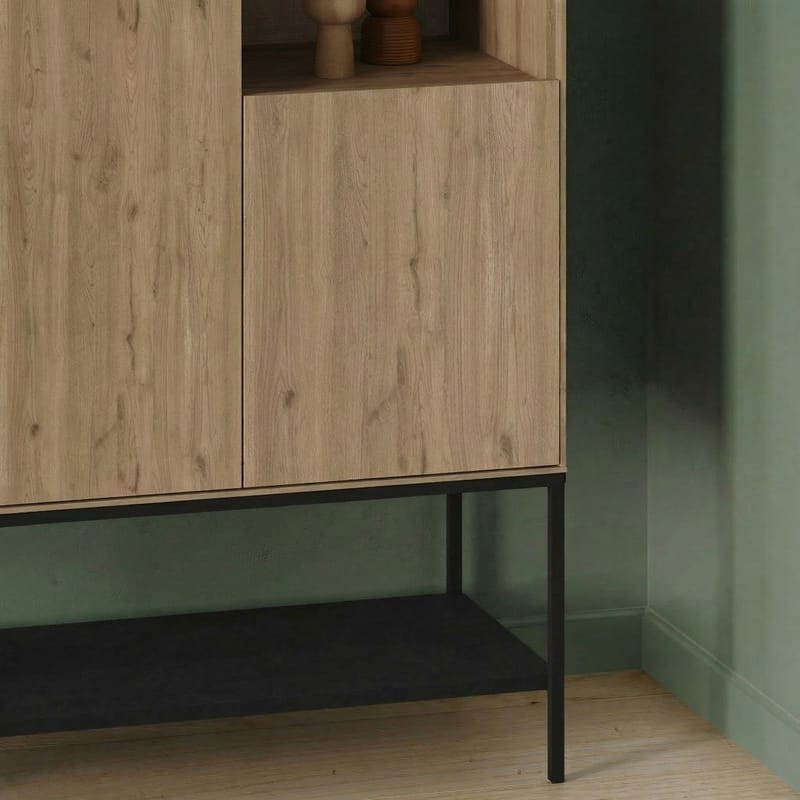 Kenvor Skjenk 90x125x40 cm - Naturlig eik Tre svart Svart - Oppbevaring - Oppbevaringsmøbler - Sideboard & skjenk