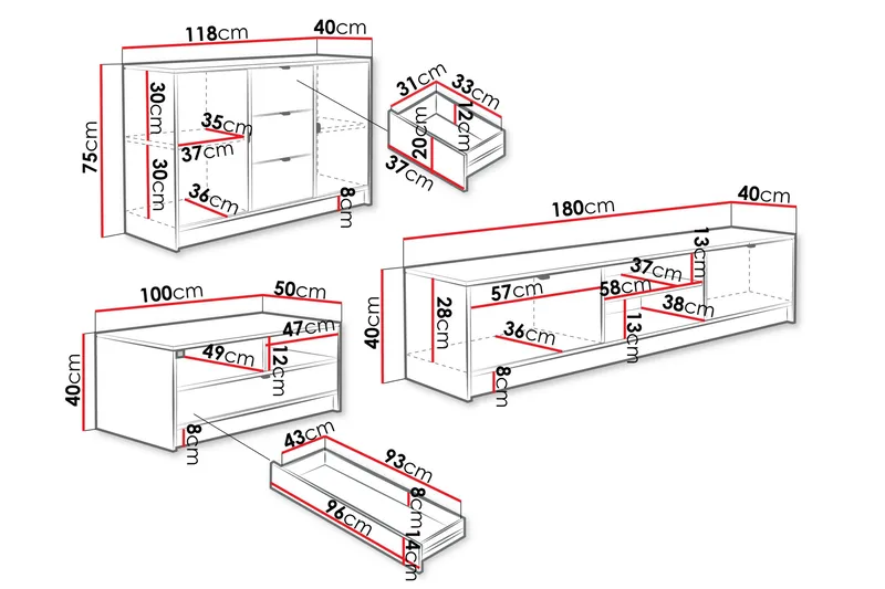 Kintore Møbelsett for stue - Beige - Oppbevaring - Oppbevaringsmøbler - Møbelsett til stue