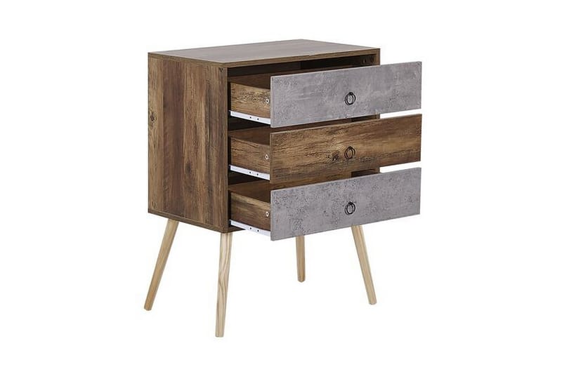Kommode Birstall 60 cm - Mørkt Tre/Grå - Oppbevaring - Oppbevaringsmøbler - Kjøpmannsdisk