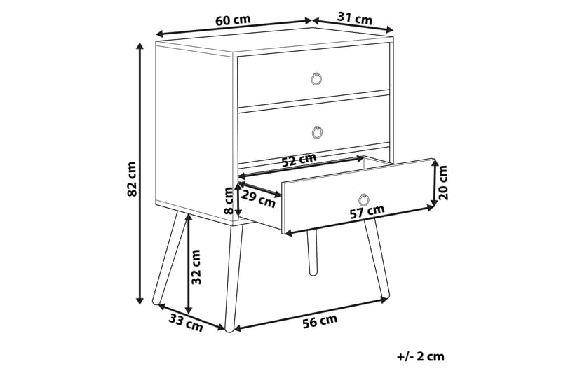 Kommode Birstall 60 cm - Mørkt Tre/Grå - Kjøpmannsdisk