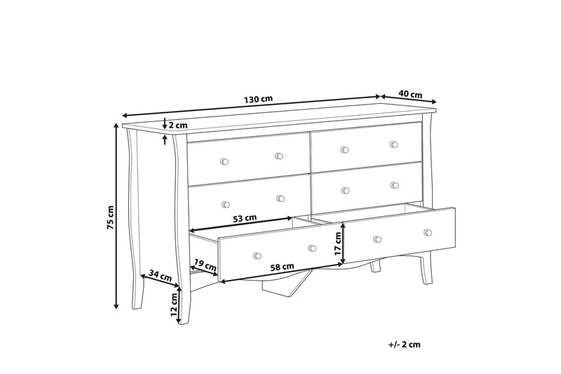 Winchester Kommode 130 cm - Hvit - Oppbevaring - Oppbevaringsmøbler - Kommode