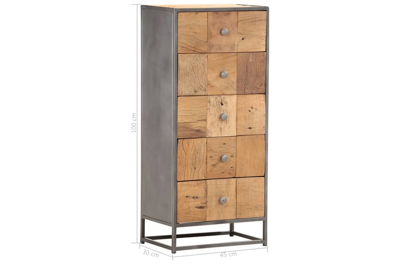 Kommode 45x30x100 cm gjenvunnet heltre - Entrekommode - Kommode - Entreoppbevaring