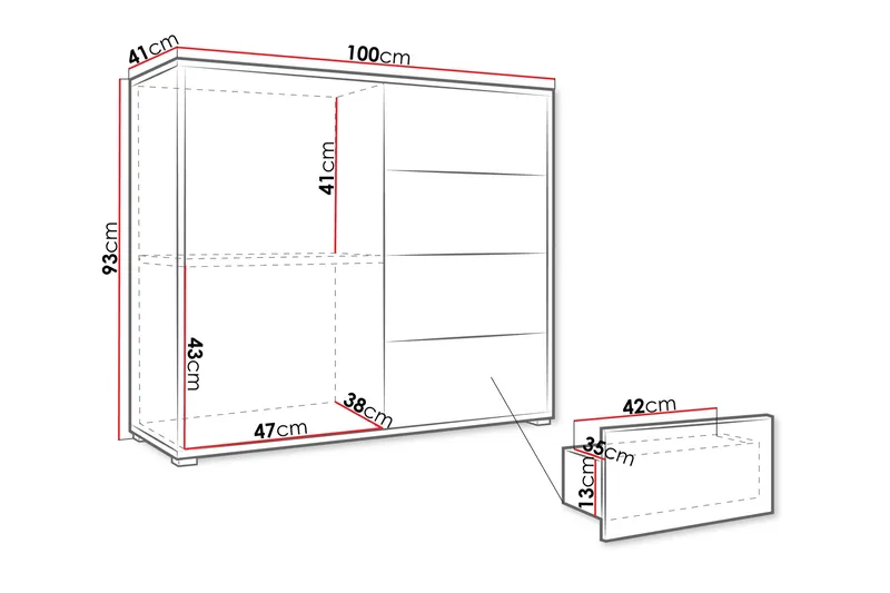 Agawal Kommode 100 cm - Beige - Oppbevaring - Oppbevaringsmøbler - Kommode