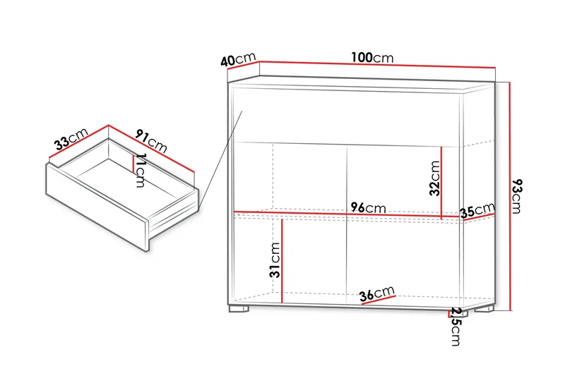 Agawal Kommode 100 cm - Beige - Oppbevaring - Oppbevaringsmøbler - Kommode