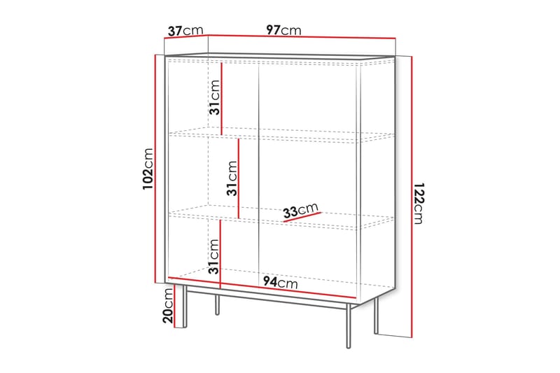 Akansh Kommode 97 cm - Beige - Oppbevaring - Oppbevaringsmøbler - Kommode
