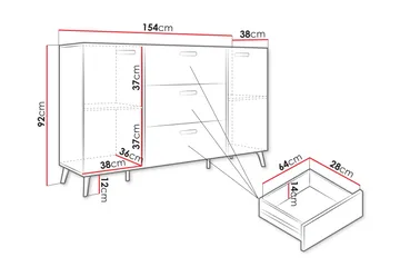 Akihiko Kommode 154 cm - Hvit - Oppbevaring - Oppbevaringsmøbler - Kommode