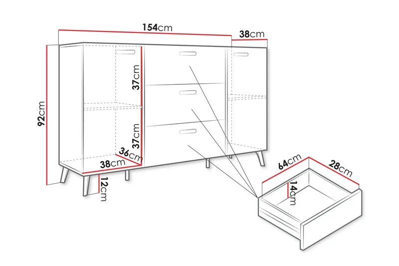 Akihiko Kommode 154 cm - Hvit - Oppbevaring - Oppbevaringsmøbler - Kommode