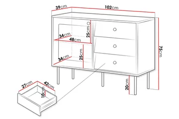 Akilesh Kommode 102 cm - Hvit - Oppbevaring - Oppbevaringsmøbler - Kommode