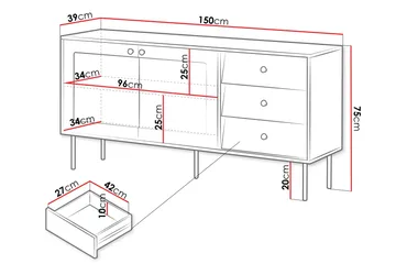 Akilesh Kommode 150 cm - Hvit - Oppbevaring - Oppbevaringsmøbler - Kommode
