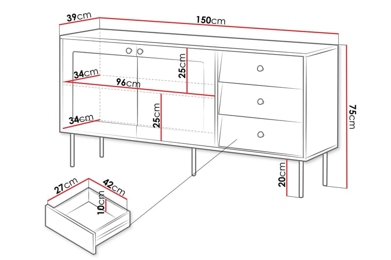 Akilesh Kommode 150 cm - Svart - Oppbevaring - Oppbevaringsmøbler - Kommode