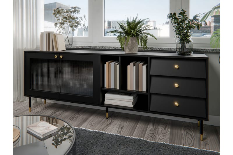 Akilesh Kommode 200 cm - Svart - Oppbevaring - Oppbevaringsmøbler - Kommode