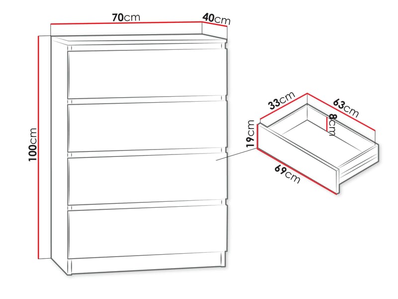 Basildon kommode 70 cm - brun - Oppbevaring - Oppbevaringsmøbler - Kommode