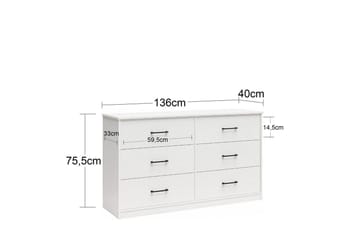 Kommode BrEZ 136x40x76 cm, Lys eik - 136x40x76 cm, Lys eik - Oppbevaring - Oppbevaringsmøbler - Kommode