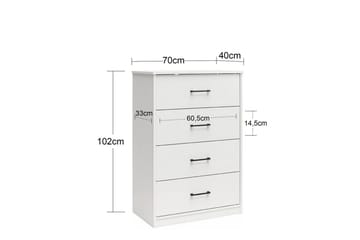 Kommode BrEZ 71x40x102 cm, Blond eik - 71x40x102 cm, Blond eik - Oppbevaring - Oppbevaringsmøbler - Kommode