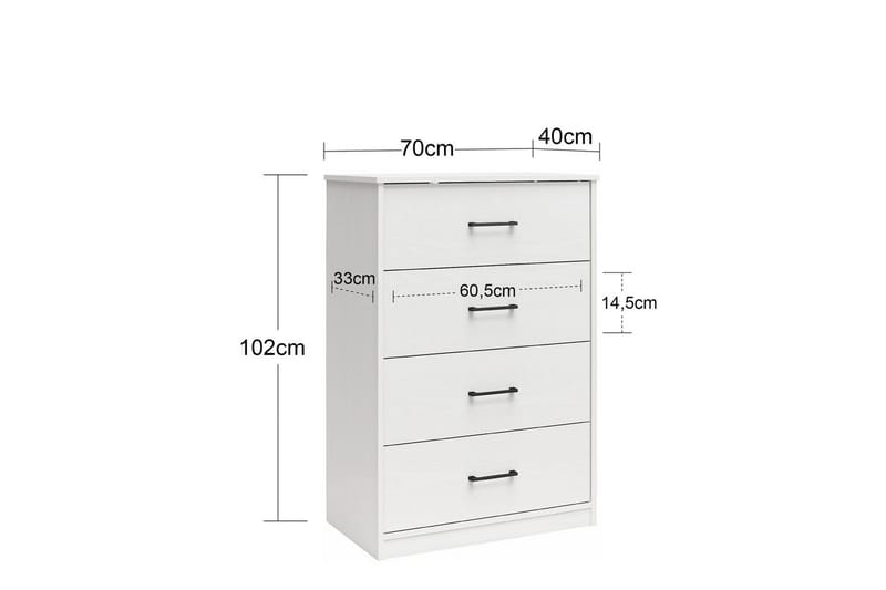 Kommode BrEZ 71x40x102 cm, Svart eik - 71x40x102 cm, Svart eik - Oppbevaring - Oppbevaringsmøbler - Kommode