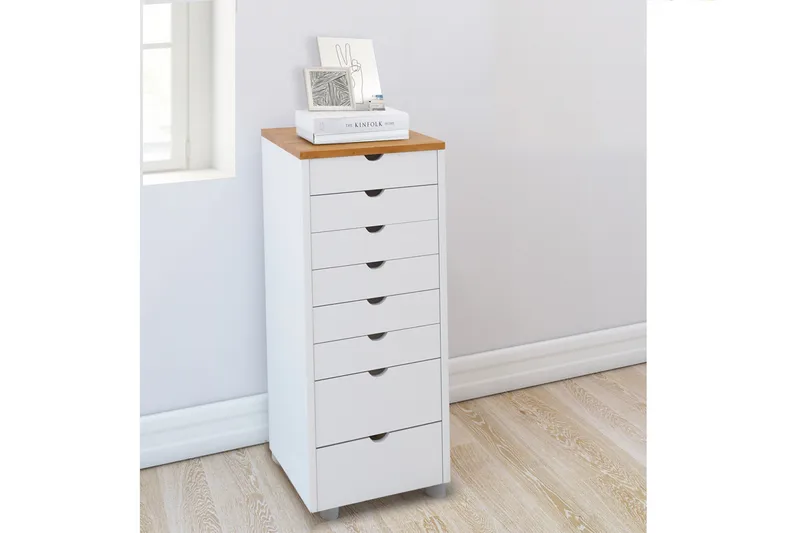 Brottkar Kommode 39x34 cm 8 Skuffer - Hvit - Oppbevaring - Oppbevaringsmøbler - Kommode