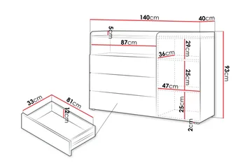 Buhan Kommode 140 cm - Beige / Brun - Oppbevaring - Oppbevaringsmøbler - Kommode