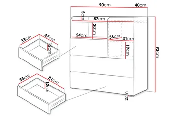 Buhan Kommode 90 cm - Beige / Brun - Oppbevaring - Oppbevaringsmøbler - Kommode