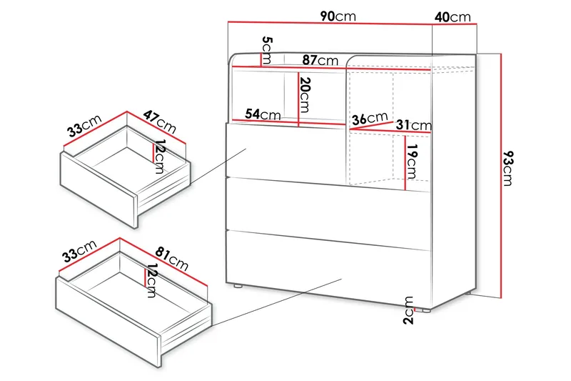 Buhan Kommode 90 cm - Beige / Brun - Oppbevaring - Oppbevaringsmøbler - Kommode