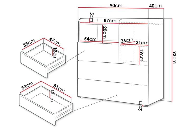 Buhan Kommode 90 cm - Beige / Brun - Oppbevaring - Oppbevaringsmøbler - Kommode