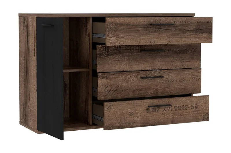 Cannop Kommode 125 cm - Brun/Svart - Oppbevaring - Oppbevaringsmøbler - Kommode