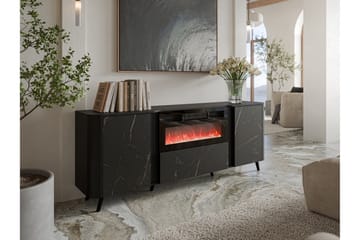 Kommode Clement 200 cm - Svart - Interiør - Peis - Peis uten pipe - El-peiser