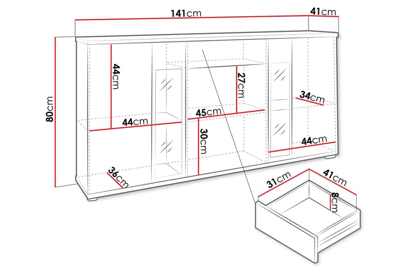 Deardorf Komoda 140 cm - Tre/natur/Hvit - Oppbevaring - Oppbevaringsmøbler - Kommode
