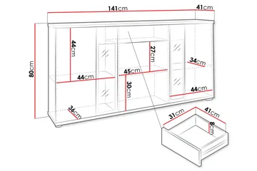Deardorf Komoda 140 cm - Tre/natur/Hvit - Oppbevaring - Oppbevaringsmøbler - Kommode