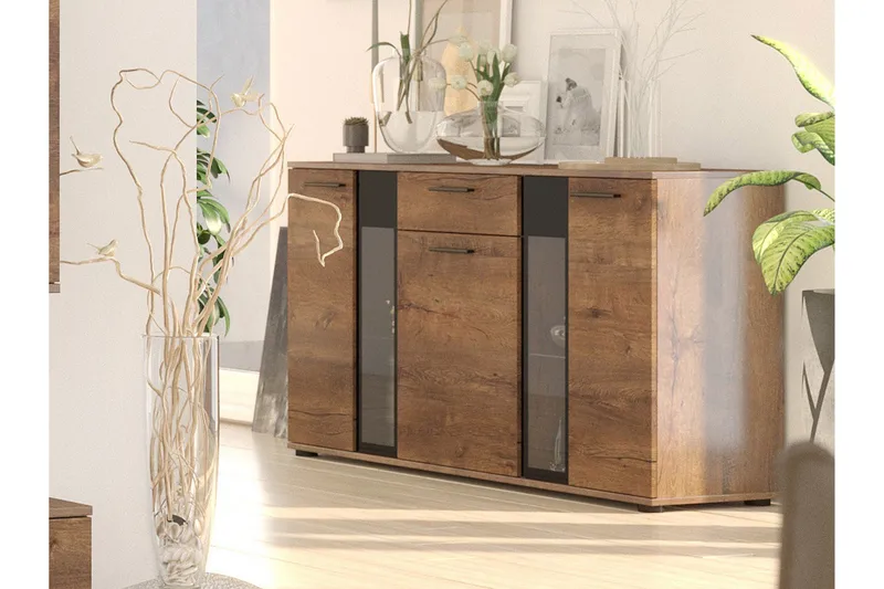 Deardorf Komoda + LED 140 cm - Tre/natur - Oppbevaring - Oppbevaringsmøbler - Kommode