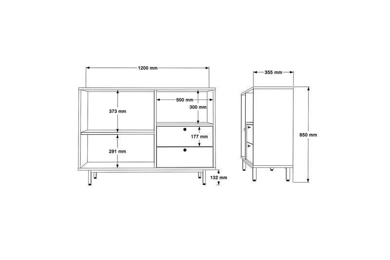 Donae Kommode 120 cm - Eik/Antrasitt - Oppbevaring - Oppbevaringsmøbler - Kommode