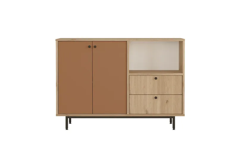 Donae Kommode 120 cm, Eik/Rød