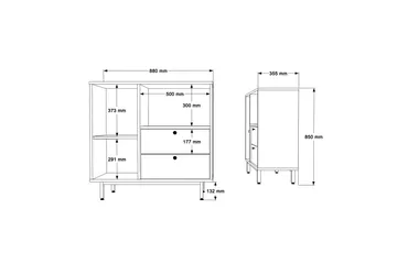 Donae Kommode 88 cm - Eik/Rød - Oppbevaring - Oppbevaringsmøbler - Kommode