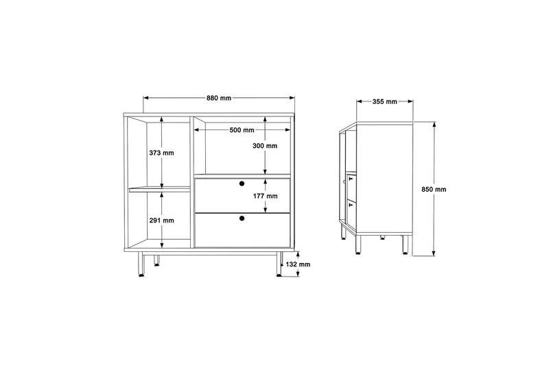 Donae Kommode 88 cm - Eik/Rød - Oppbevaring - Oppbevaringsmøbler - Kommode