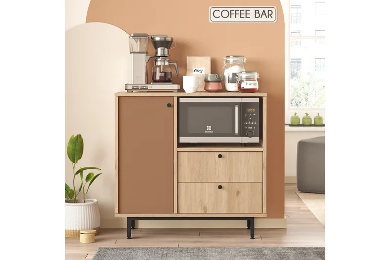 Donae Kommode 88 cm - Eik/Rød - Oppbevaring - Oppbevaringsmøbler - Kommode