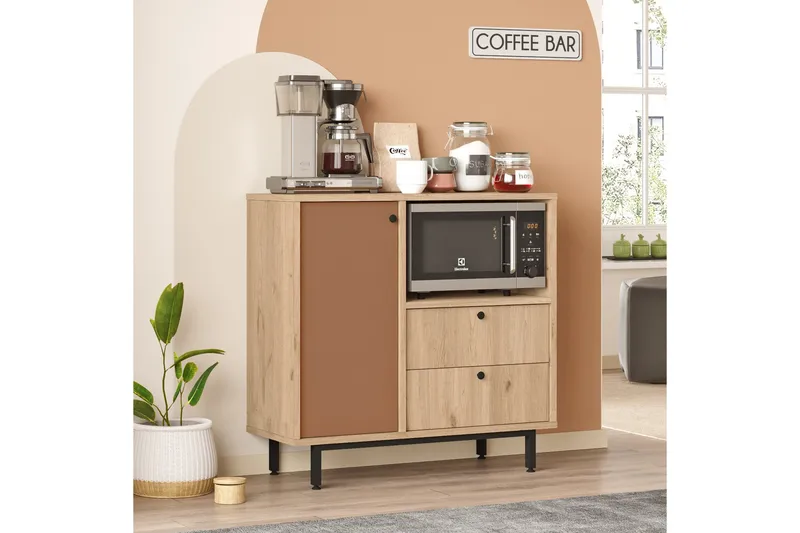 Donae Kommode 88 cm - Eik/Rød - Oppbevaring - Oppbevaringsmøbler - Kommode