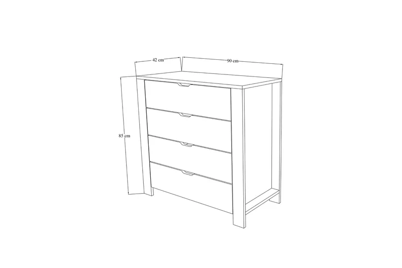 Durusu Kommode 90 cm - Hvit - Oppbevaring - Oppbevaringsmøbler - Kommode