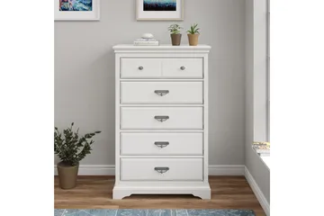 Bristol Kommode 88x49 cm 5 Skuffer Hvit - Dorel Home - Oppbevaring - Oppbevaringsmøbler - Kommode - Entrekommode