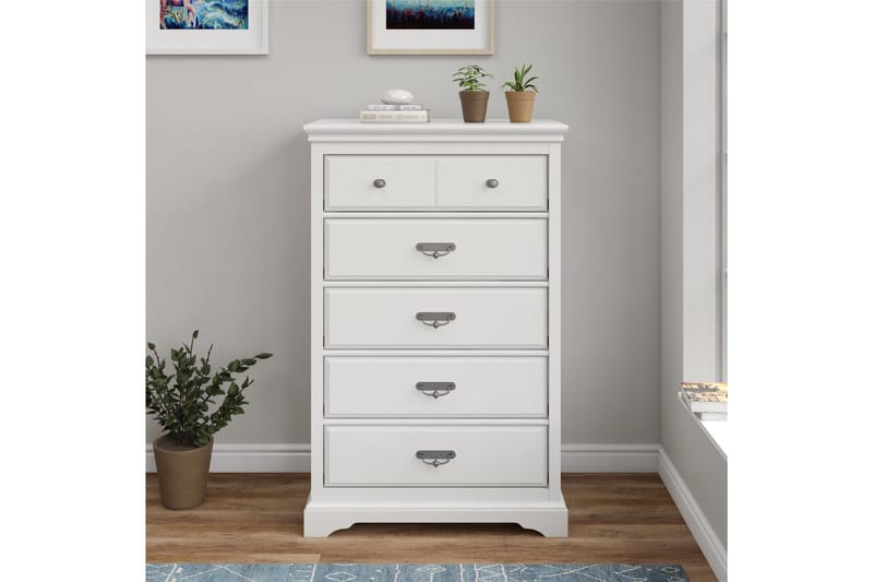 Bristol Kommode 88x49 cm 5 Skuffer Hvit - Dorel Home - Oppbevaring - Oppbevaringsmøbler - Kommode - Entrekommode