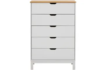 Byrå Potenza 76x39 cm 5 Skuffer - Hvit - Oppbevaring - Oppbevaringsmøbler - Kommode - Entrekommode