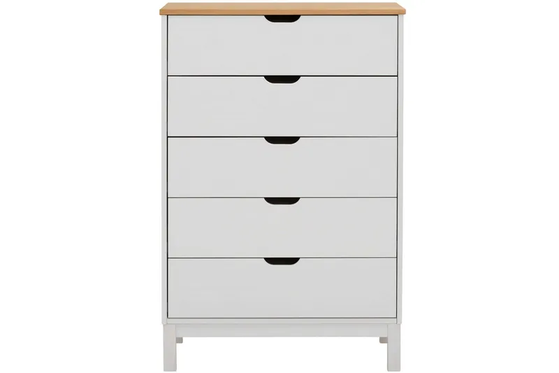 Byrå Potenza 76x39 cm 5 Skuffer - Hvit - Oppbevaring - Oppbevaringsmøbler - Kommode - Entrekommode