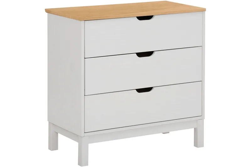 Crotone Kommode 76x39 cm 3 Skuffer - Hvit - Oppbevaring - Oppbevaringsmøbler - Kommode - Entrekommode