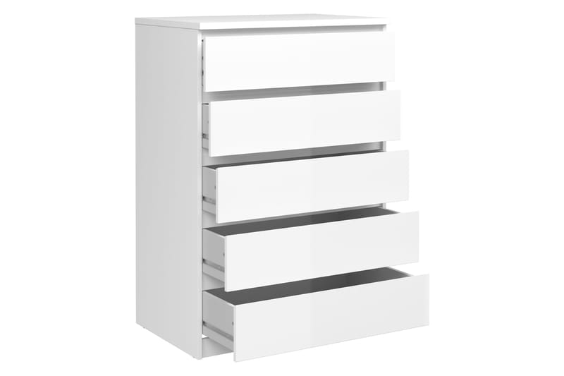 Naia Kommode 77 cm 5 Skuffer - Hvit/Høyglans - Oppbevaring - Oppbevaringsmøbler - Kommode - Entrekommode
