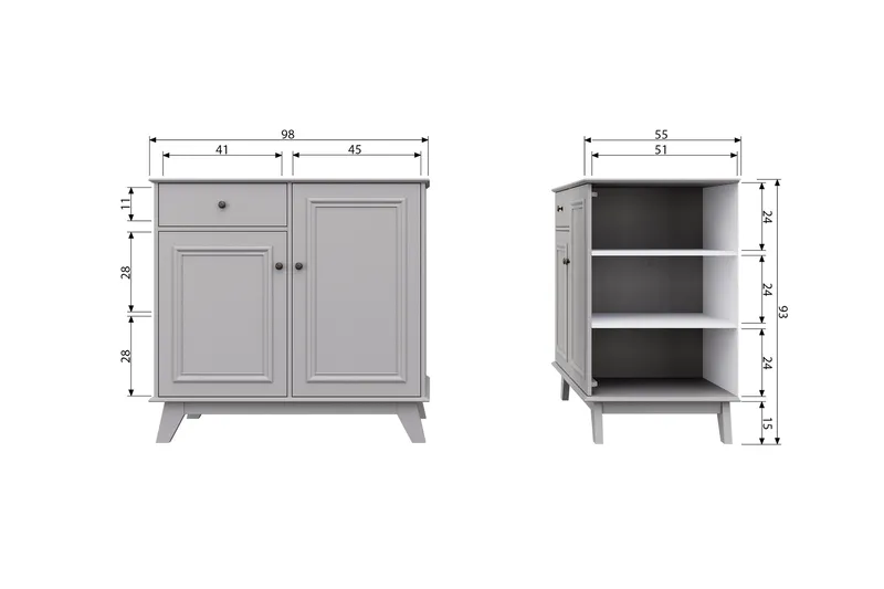 Portsea Kommode 98 cm - Offwhite - Oppbevaring - Oppbevaringsmøbler - Kommode - Entrekommode