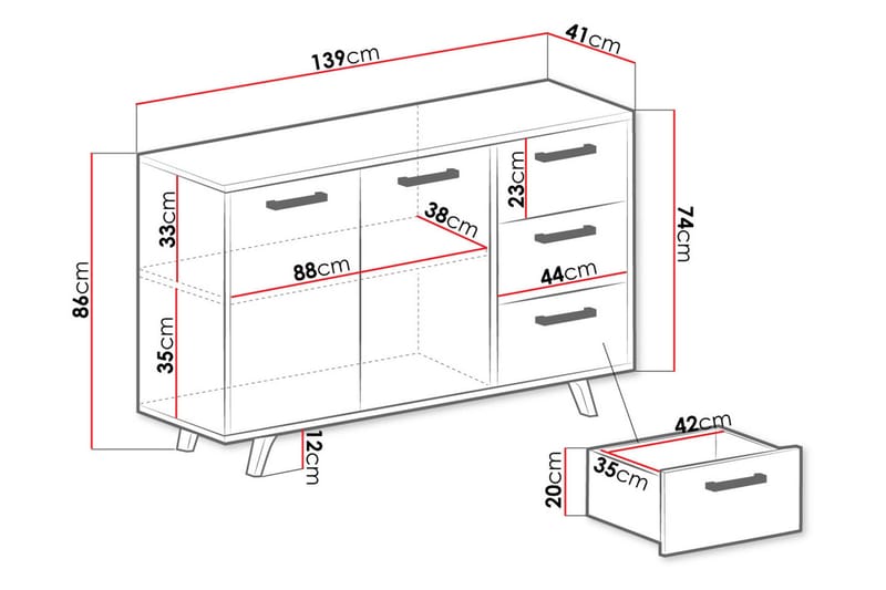 Escaldes Kommode 41x139 cm - Blå/Gull - Oppbevaring - Oppbevaringsmøbler - Kommode