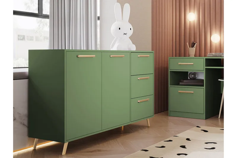 Escaldes Kommode 41x139 cm - Grønn/Gull - Oppbevaring - Oppbevaringsmøbler - Kommode