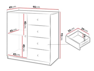 Fayric Kommode 90 cm - Beige - Oppbevaring - Oppbevaringsmøbler - Kommode