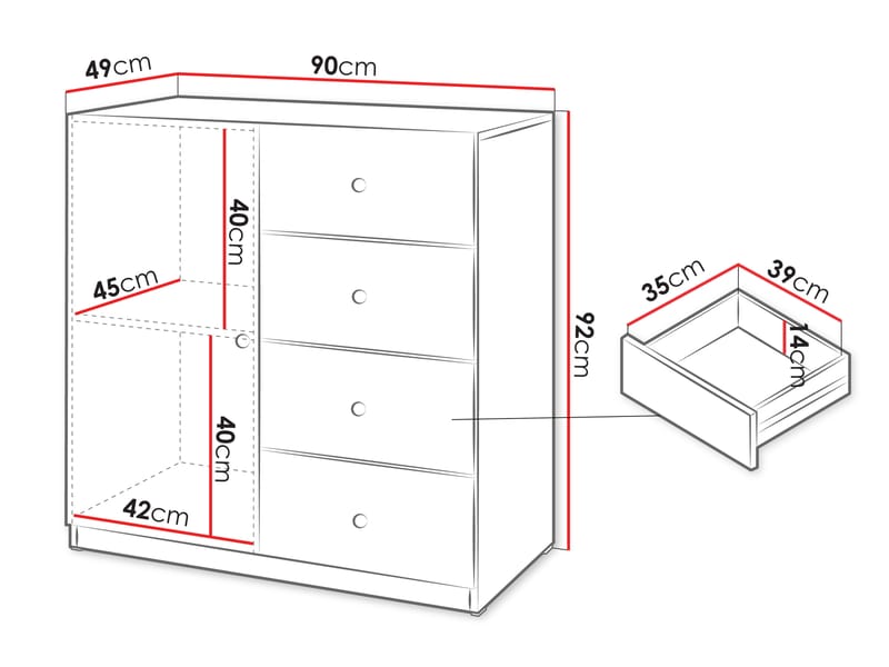 Fayric Kommode 90 cm - Beige - Oppbevaring - Oppbevaringsmøbler - Kommode
