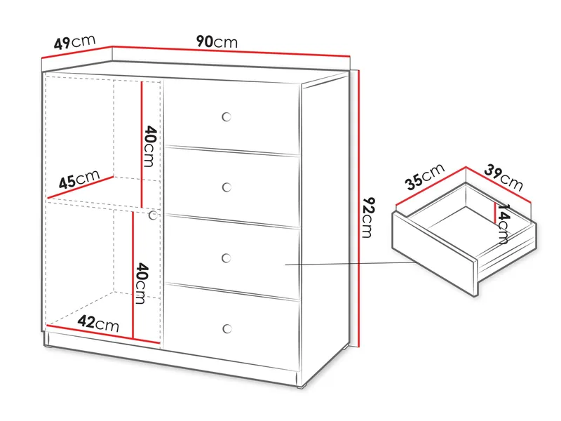 Fayric Kommode 90 cm - Beige - Oppbevaring - Oppbevaringsmøbler - Kommode